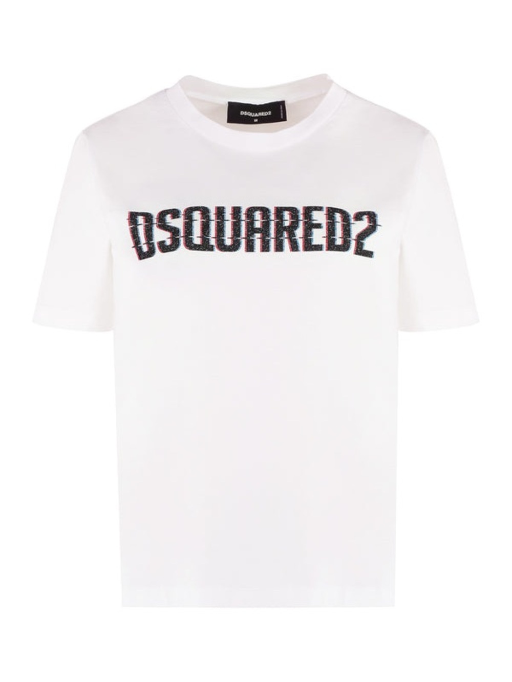 DSQUARED2 White cotton Crew Neck T-Shirt with Black & Red Logo